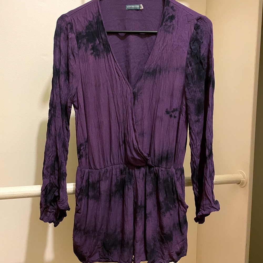 Purple tie dye romper jumpsuit